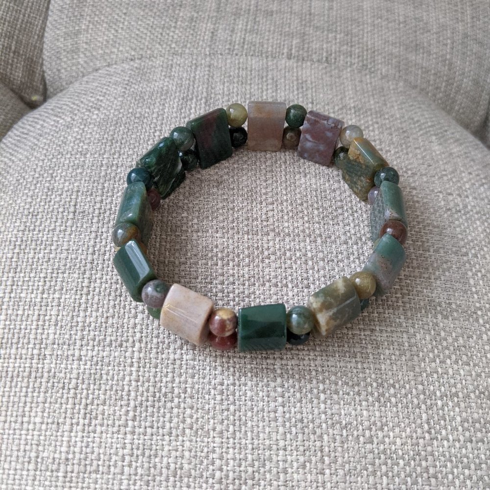 Polished Stone (and maybe Jade) Elastic Bracelet
